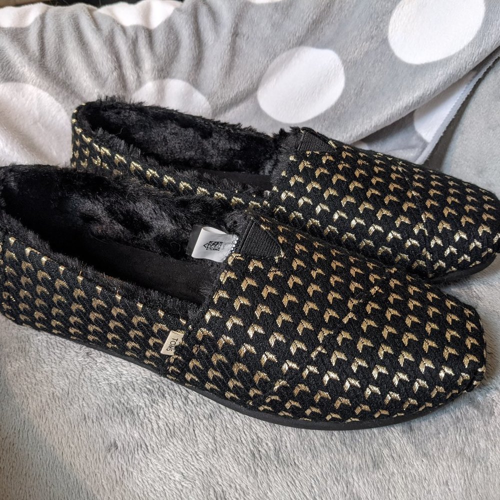 Toms Black Geo Metallic Woven Sz 11